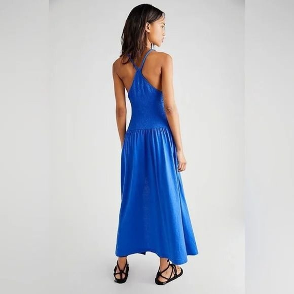 NEW Free People Spell On You Maxi Dress Sz Medium M smocked pullover long slit - Picture 2 of 3